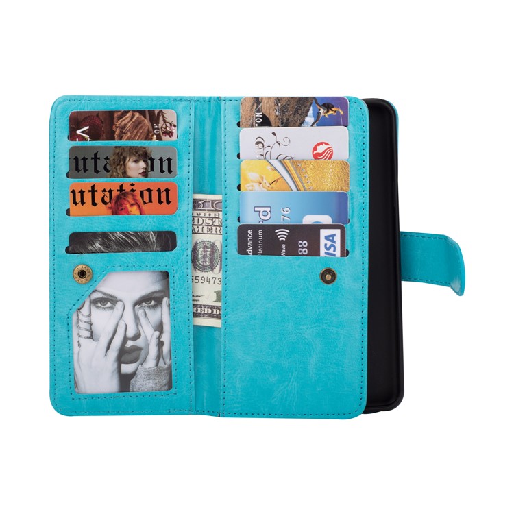Detachable 9 Card Slots Leather Wallet Case Cover for Samsung Galaxy S9+ SM-G965 - Blue-4