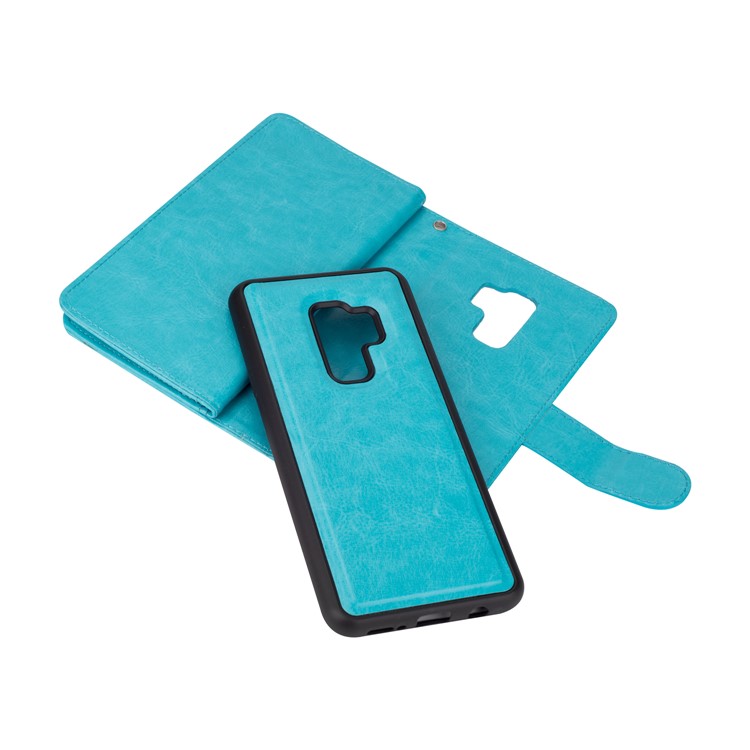 Detachable 9 Card Slots Leather Wallet Case Cover for Samsung Galaxy S9+ SM-G965 - Blue-6