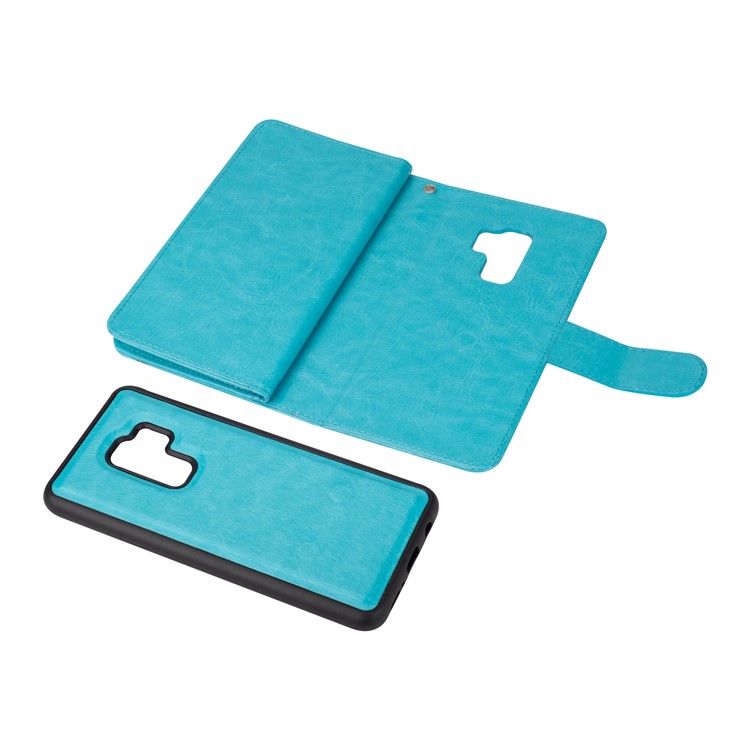 Detachable 9 Card Slots Leather Wallet Case Cover for Samsung Galaxy S9+ SM-G965 - Blue-7
