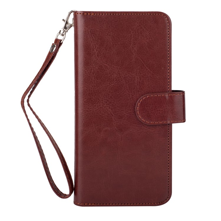 Detachable 9 Card Slots Cell Phone Leather Wallet Case for Samsung Galaxy S9+ SM-G965 - Brown-2