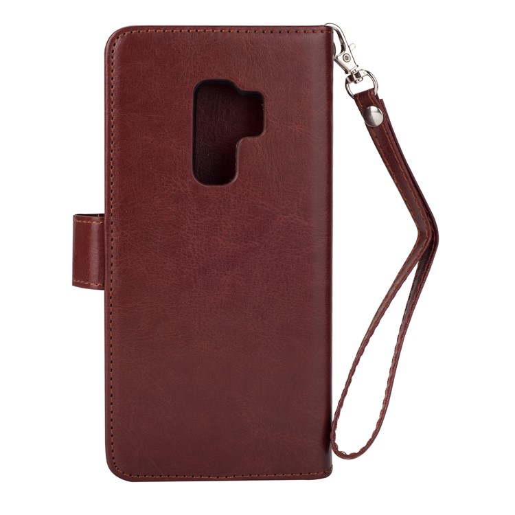 Detachable 9 Card Slots Cell Phone Leather Wallet Case for Samsung Galaxy S9+ SM-G965 - Brown-3