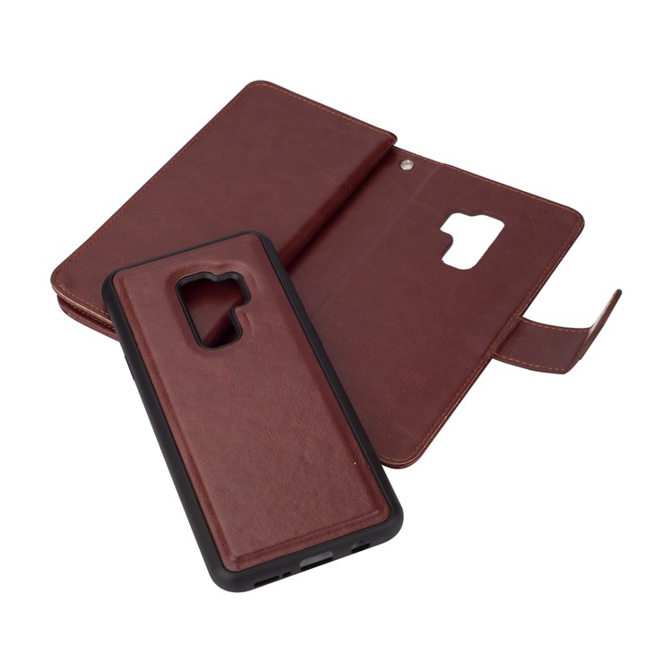 Detachable 9 Card Slots Cell Phone Leather Wallet Case for Samsung Galaxy S9+ SM-G965 - Brown-6