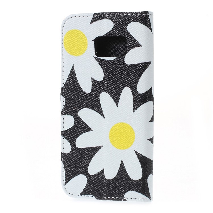 Wallet Leather Stand Cover for Samsung Galaxy S7 - Daisy Flower-2