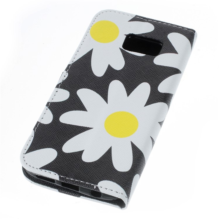 Wallet Leather Stand Cover for Samsung Galaxy S7 - Daisy Flower-3
