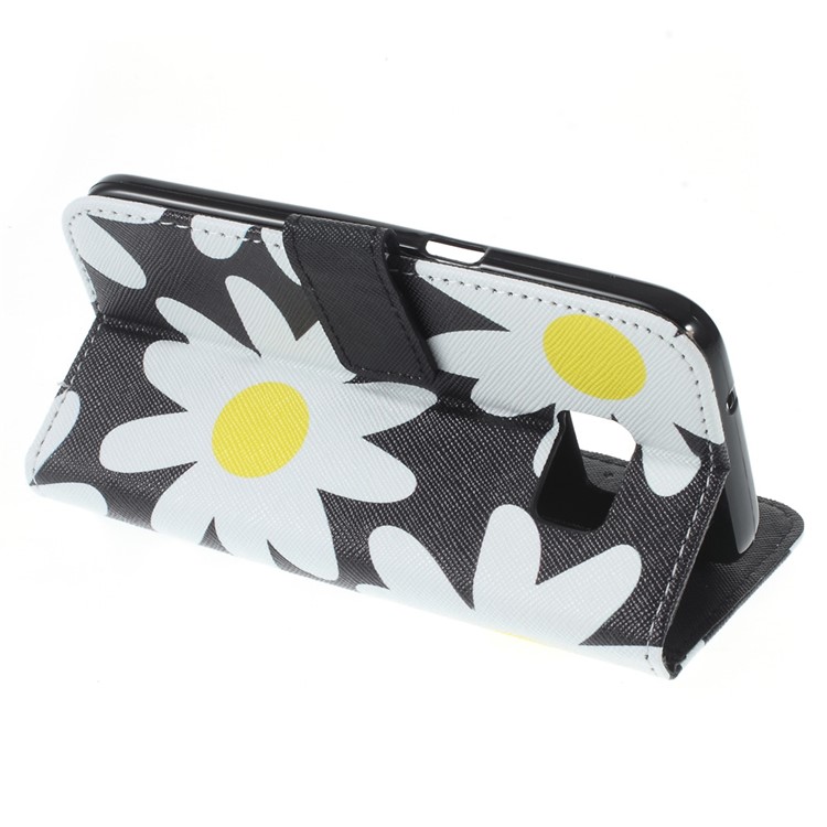 Wallet Leather Stand Cover for Samsung Galaxy S7 - Daisy Flower-4