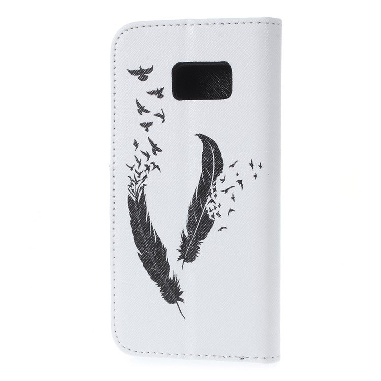 Wallet Leather Flip Case for Samsung Galaxy S7 - Feather & Birds-2