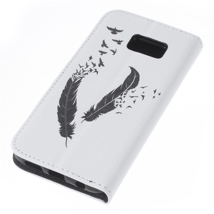 Wallet Leather Flip Case for Samsung Galaxy S7 - Feather & Birds-3