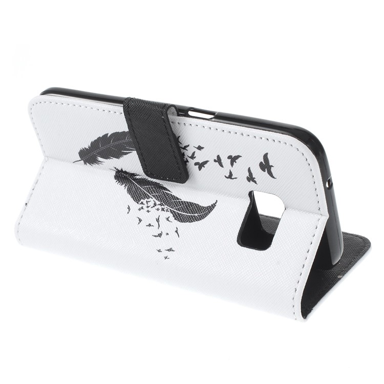 Wallet Leather Flip Case for Samsung Galaxy S7 - Feather & Birds-4