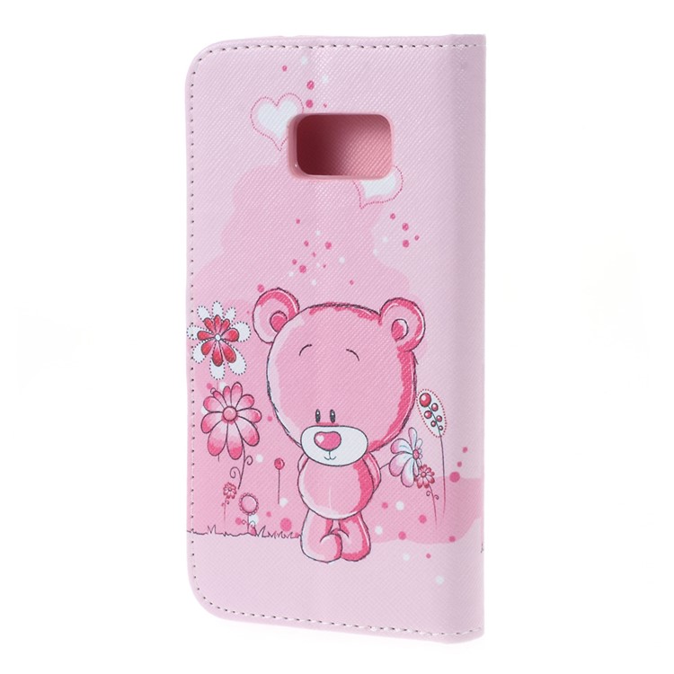 Wallet Leather Phone Cover for Samsung Galaxy S7 - Cute Bear-2