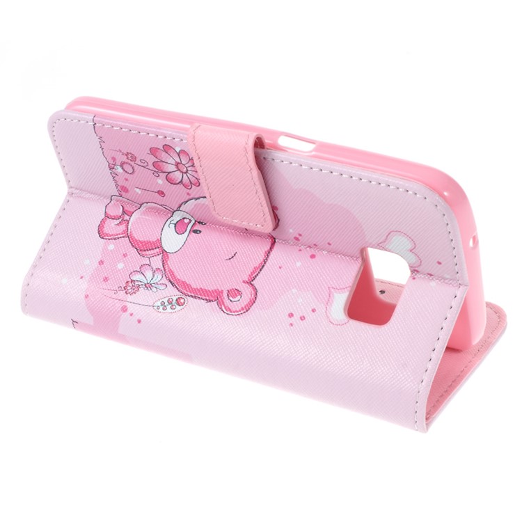 Wallet Leather Phone Cover for Samsung Galaxy S7 - Cute Bear-4