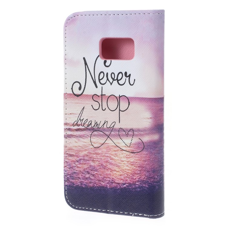 Wallet Leather Cover for Samsung Galaxy S7 - Quote Never Stop Dreaming-2