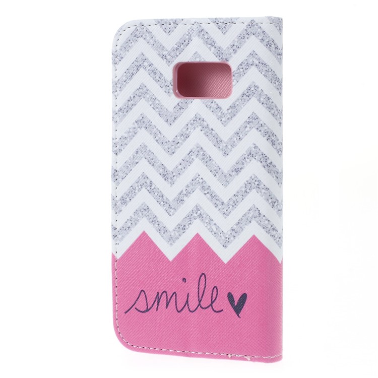 Wallet Leather Protective Case for Samsung Galaxy S7 - Chevron & Smile-2