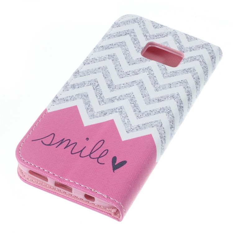 Wallet Leather Protective Case for Samsung Galaxy S7 - Chevron & Smile-3