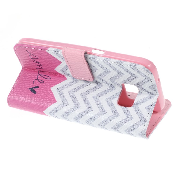 Wallet Leather Protective Case for Samsung Galaxy S7 - Chevron & Smile-4