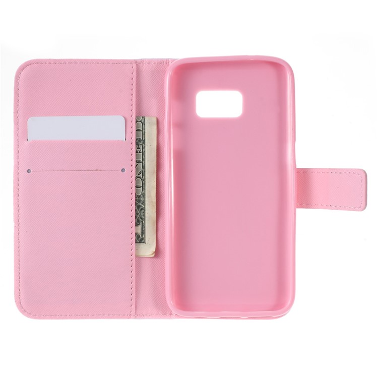 Wallet Leather Protective Case for Samsung Galaxy S7 - Chevron & Smile-5
