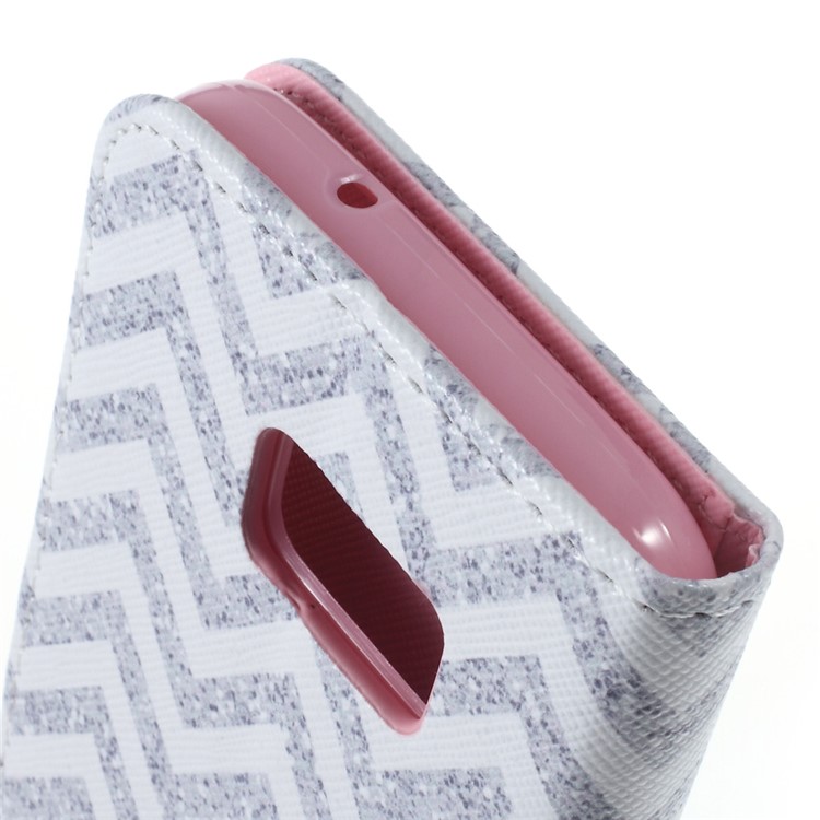 Wallet Leather Protective Case for Samsung Galaxy S7 - Chevron & Smile-8