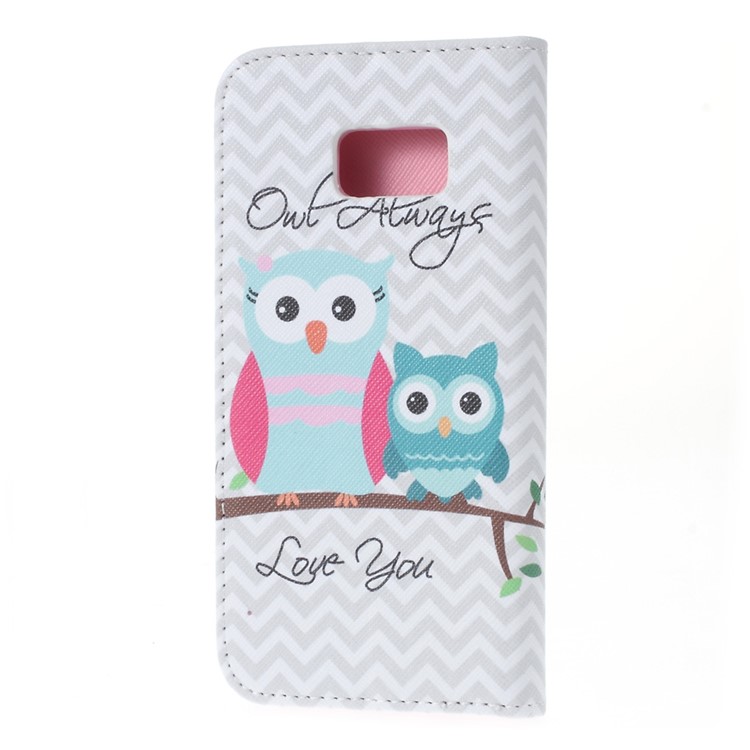 Wallet Leather Bracket Cover for Samsung Galaxy S7 - Lovely Owls-2