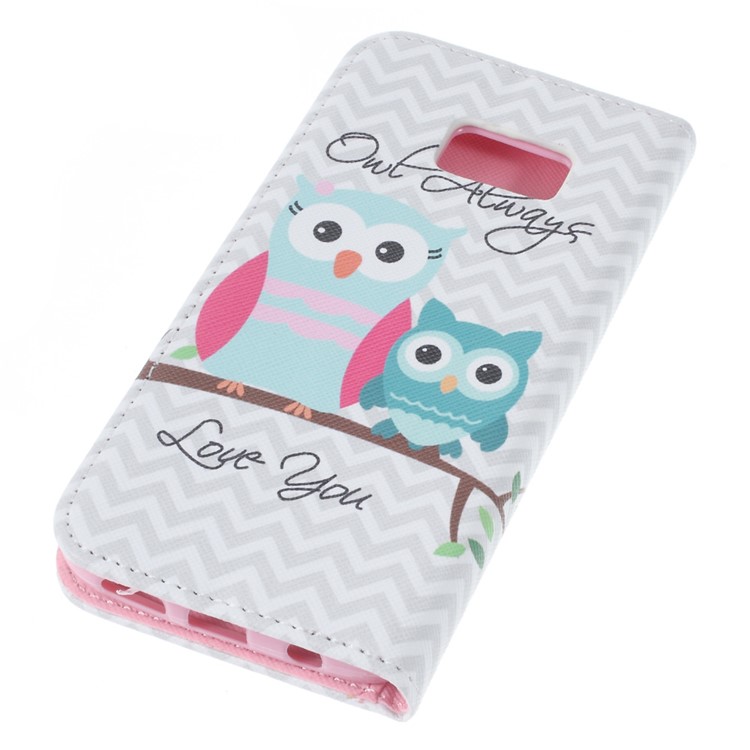 Wallet Leather Bracket Cover for Samsung Galaxy S7 - Lovely Owls-3