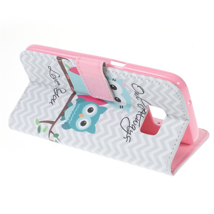 Wallet Leather Bracket Cover for Samsung Galaxy S7 - Lovely Owls-4