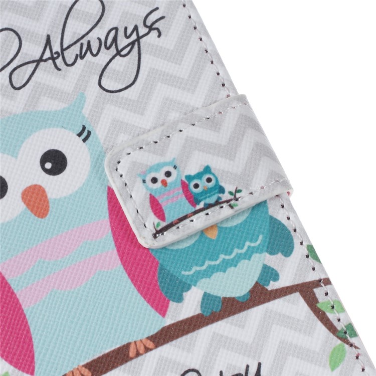 Wallet Leather Bracket Cover for Samsung Galaxy S7 - Lovely Owls-7
