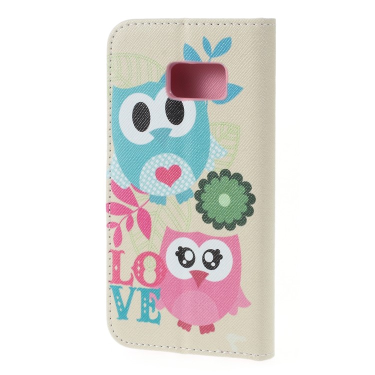 Wallet Leather Phone Cover for Samsung Galaxy S7 - Sweet Owl Lovers-2
