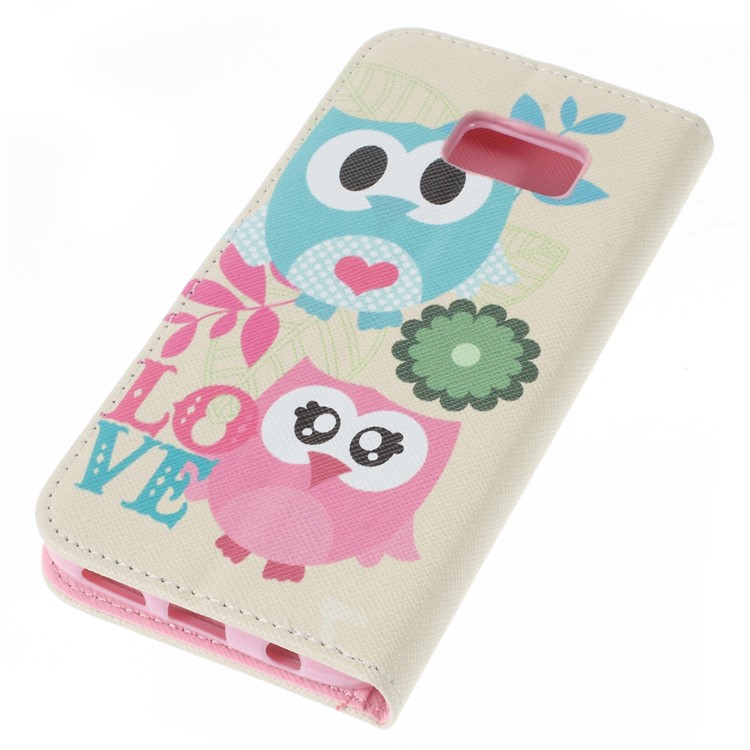 Wallet Leather Phone Cover for Samsung Galaxy S7 - Sweet Owl Lovers-3
