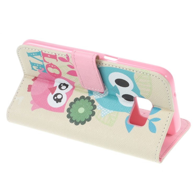 Wallet Leather Phone Cover for Samsung Galaxy S7 - Sweet Owl Lovers-4