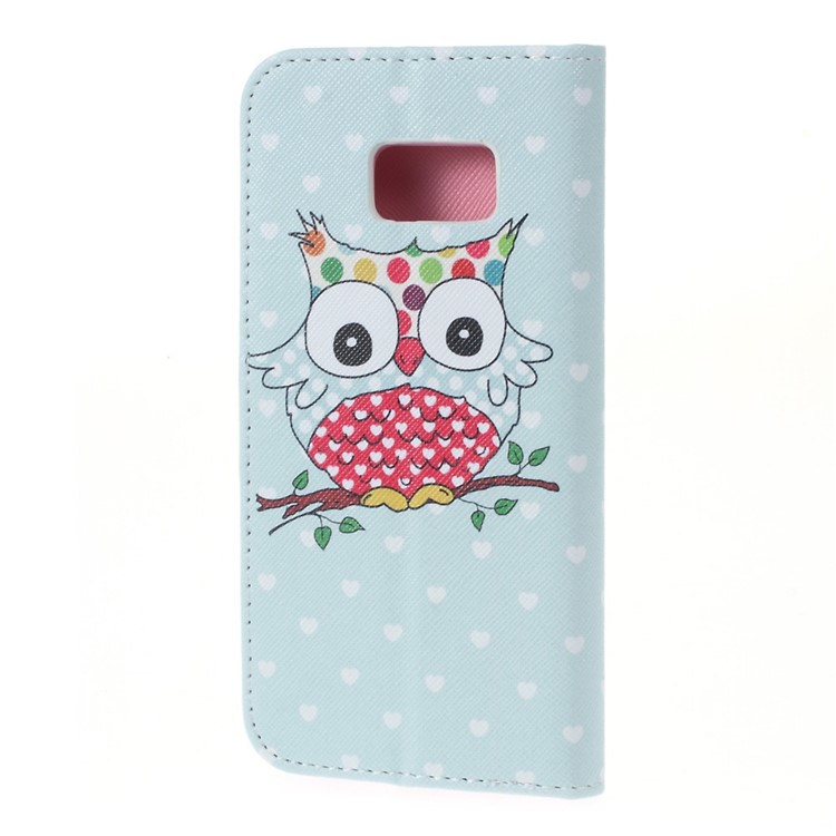 Wallet Leather Shell Cover for Samsung Galaxy S7 - Owl & Hearts-2