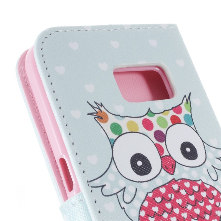 Wallet Leather Shell Cover for Samsung Galaxy S7 - Owl & Hearts-7