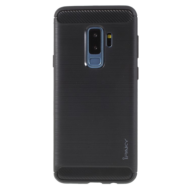 IPAKY Brushed Carbon Fiber TPU Back Case for Samsung Galaxy S9 Plus SM-G965 - Black-2