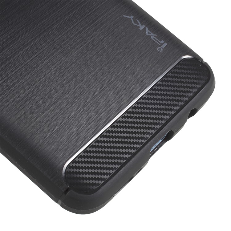IPAKY Brushed Carbon Fiber TPU Back Case for Samsung Galaxy S9 Plus SM-G965 - Black-4