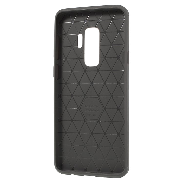 IPAKY Brushed Carbon Fiber TPU Phone Cover Shell for Samsung Galaxy S9 Plus SM-G965 - Grey-3