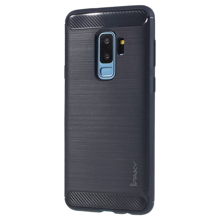 IPAKY Brushed Carbon Fiber TPU Mobile Casing for Samsung Galaxy S9+ SM-G965 - Dark Blue-2