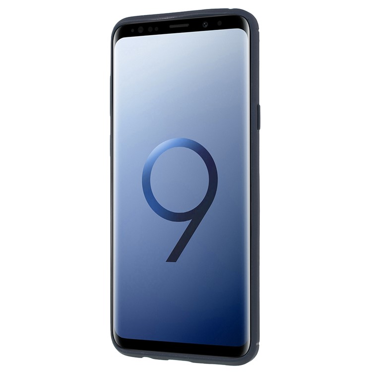 IPAKY Brushed Carbon Fiber TPU Mobile Casing for Samsung Galaxy S9+ SM-G965 - Dark Blue-3