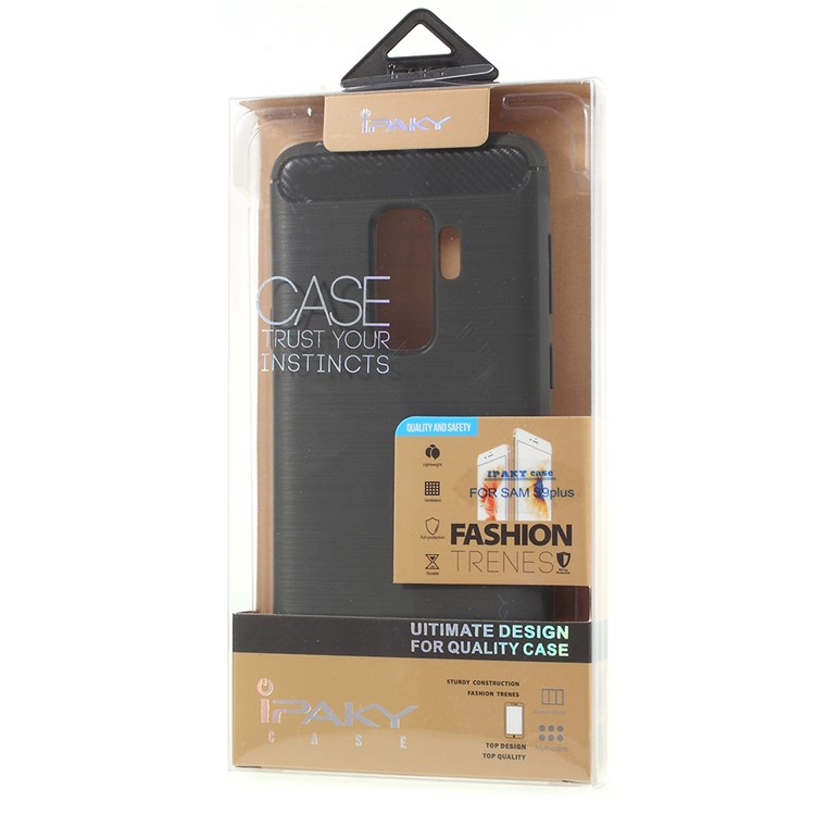 IPAKY Brushed Carbon Fiber TPU Mobile Casing for Samsung Galaxy S9+ SM-G965 - Dark Blue-5