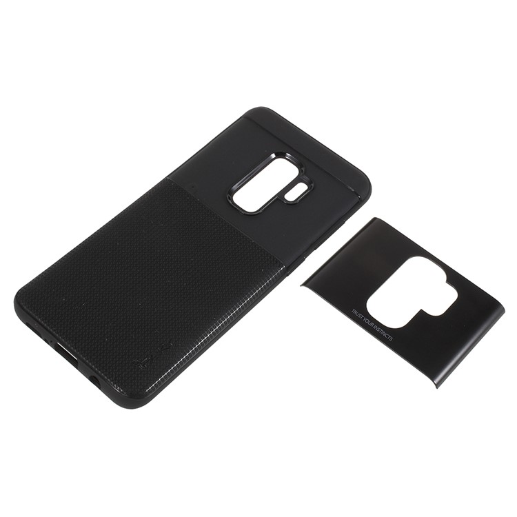 IPAKY PC + TPU Combo Grid Pattern Case Accessory for Samsung Galaxy S9 Plus SM-G965 - Black-6