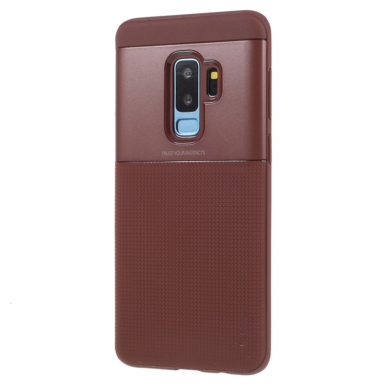 IPAKY PC + TPU Combo Grid Pattern Shell Accessory for Samsung Galaxy S9 Plus SM-G965 - Coffee-2