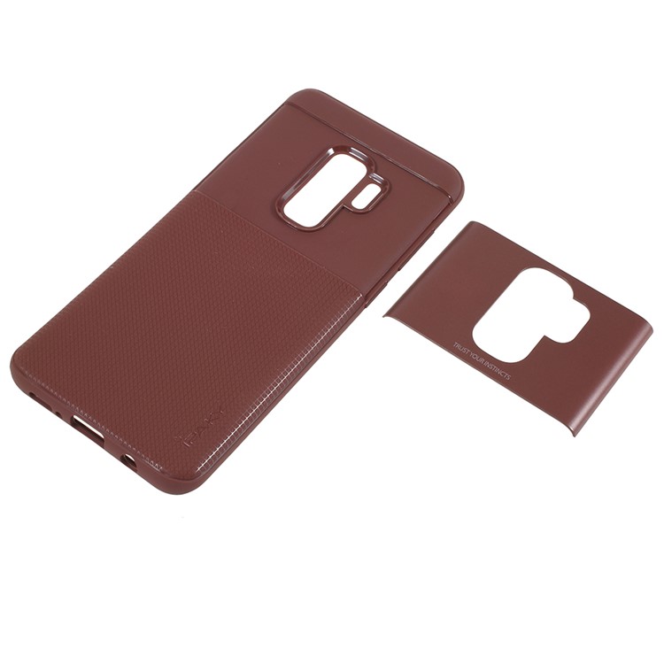 IPAKY PC + TPU Combo Grid Pattern Shell Accessory for Samsung Galaxy S9 Plus SM-G965 - Coffee-5