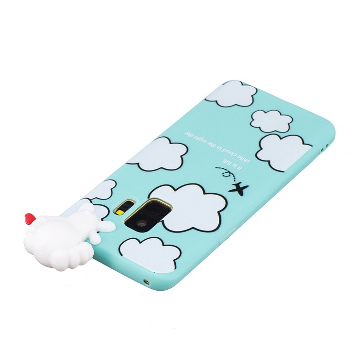 3D Cute Doll Pattern Printing TPU Phone Cover Case for Samsung Galaxy S9 SM-G960 - Cloud Pattern-3