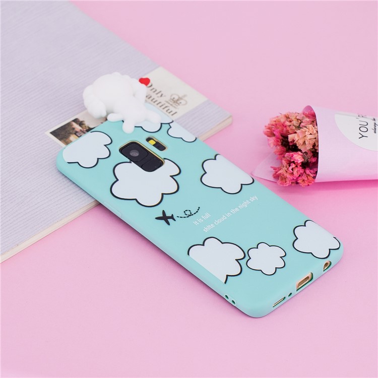 3D Cute Doll Pattern Printing TPU Phone Cover Case for Samsung Galaxy S9 SM-G960 - Cloud Pattern-8