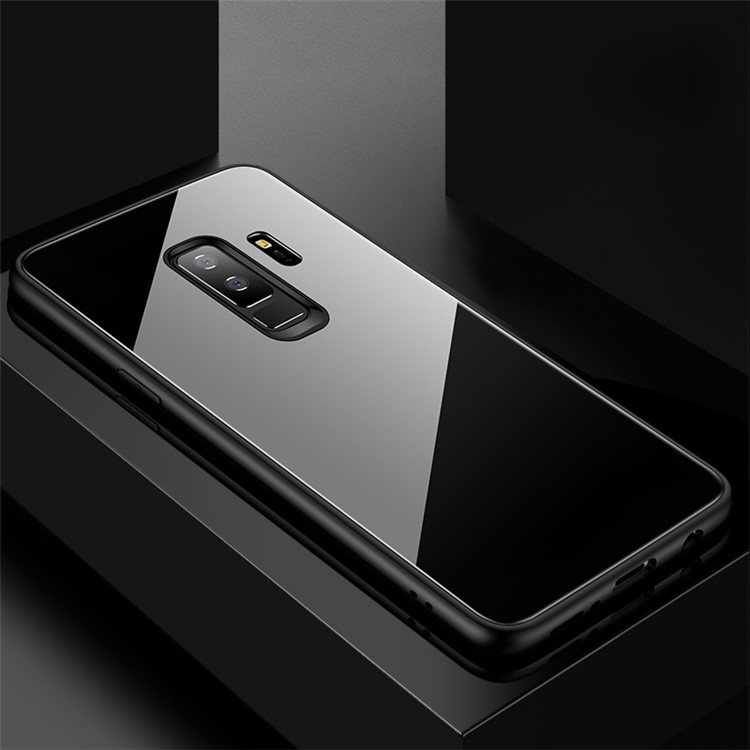 CAFELE Tempered Glass Back + Soft TPU Edges Case for Samsung Galaxy S9+ SM-G965 - Black-1