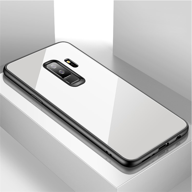 CAFELE Tempered Glass Back + Soft TPU Edges Cover for Samsung Galaxy S9 Plus SM-G965 - White-1