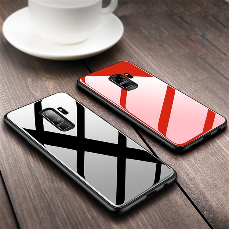CAFELE Tempered Glass Back + Soft TPU Edges Shell for Samsung Galaxy S9 Plus SM-G965 - Red-2