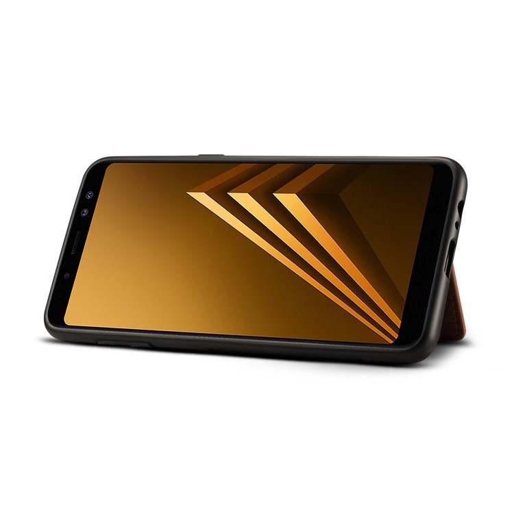 Crazy Horse Texture Leather Coated TPU Mobile Cover for Samsung Galaxy A8 (2018) - Coffee-4