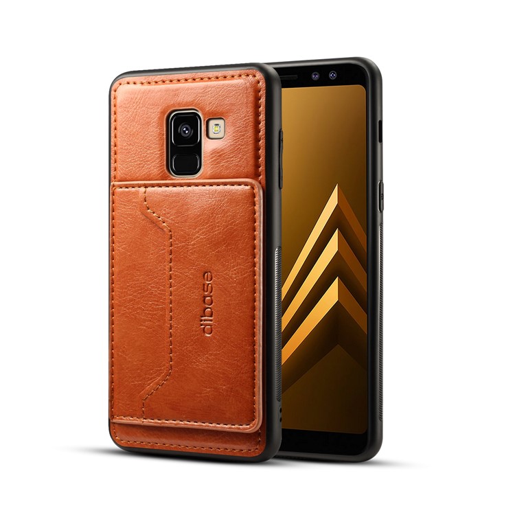 For Samsung Galaxy A8+ (2018) Crazy Horse Texture Leather Coated TPU Mobile Case - Brown-1