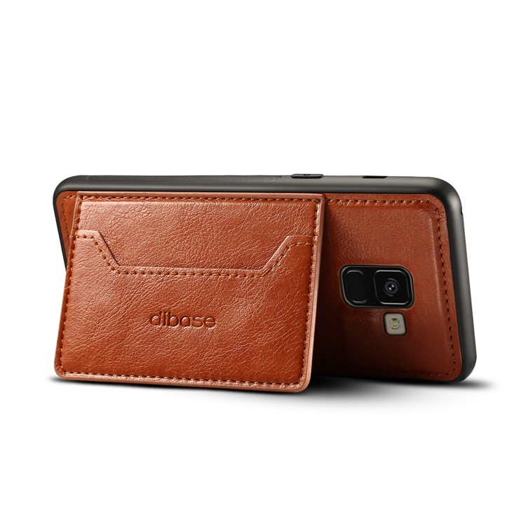 For Samsung Galaxy A8+ (2018) Crazy Horse Texture Leather Coated TPU Mobile Case - Brown-2