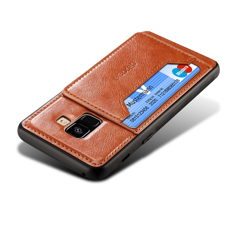 For Samsung Galaxy A8+ (2018) Crazy Horse Texture Leather Coated TPU Mobile Case - Brown-3