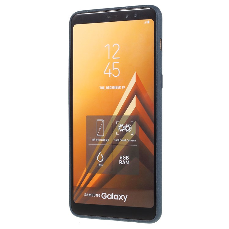 Escudo Protetor TPU Geléia Matte Pele-toque Para Samsung Galaxy A8 (2018) - Azul-3