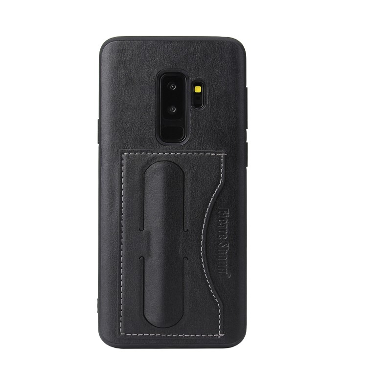 FIERRE SHANN Card Slot PU Leather Skin TPU Phone Cover with Kickstand for Samsung Galaxy S9+ SM-G965 - Black-10