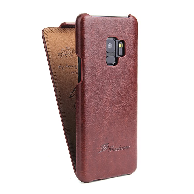 Crazy Horse Texture Vertical Flip Leather Shell for Samsung Galaxy S9 G960 - Brown-3